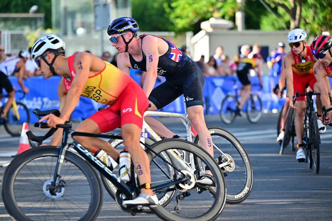 Michael Gar on the bike leg at the 2026 European Championships in Tarragona